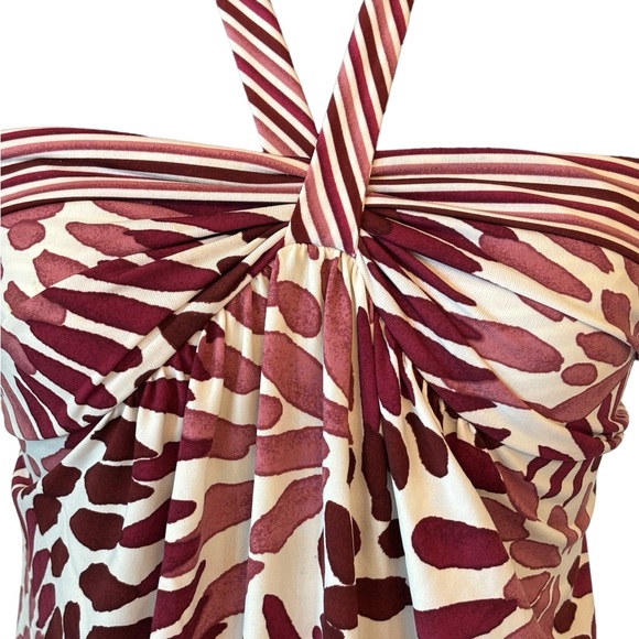 BCBGMAXAZRIA Wine Stretch Tunic Halter Top Dress Small - Picture 4 of 9